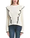 Cece Ruffle Insert Pullover In White