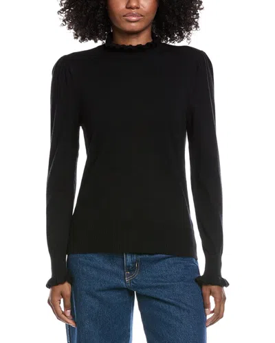 Cece Ruffle Mock Neck Sweater In Black