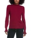 Cece Ruffle Mock Neck Sweater In Red