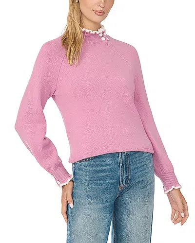Cece Ruffle Mock Neck Sweater In Smoky Grape