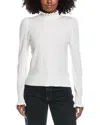 Cece Ruffle Mock Neck Sweater In White