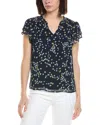 Cece Ruffle Neck Tie Front Blouse In Black