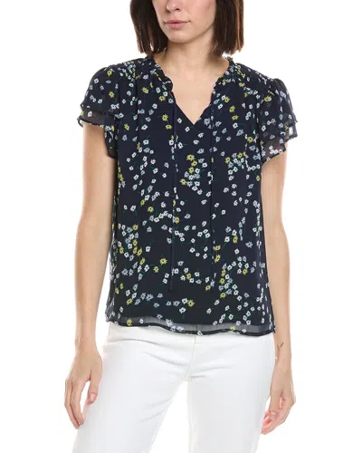 Cece Ruffle Neck Tie Front Blouse In Black