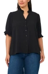 Cece Ruffle Neck Top In Black