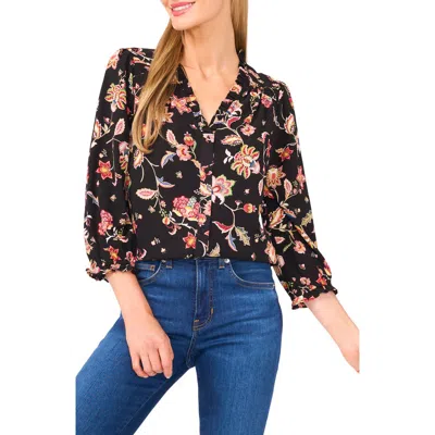 Cece Women's 3/4 Sleeve V-neck Top In Black