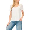 Cece Ruffle Puff Sleeve Top In White