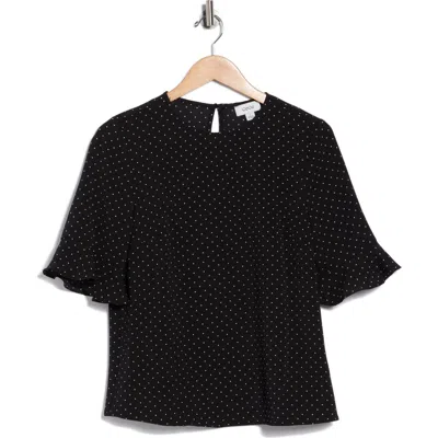 Cece Ruffle Short Sleeve Top In Black