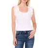 Cece Ruffle Sleeveless Rib Knit Tank Top In Ultra White