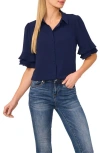 Cece Ruffle Sleeve Collar Blouse In Classic Navy