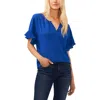Cece Ruffle Sleeve Drop Shoulder Blouse In Deep Royal Blue