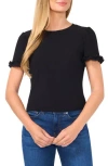 Cece Ruffle Sleeve Crepe Knit Top In Rich Black