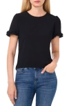 Cece Ruffle Sleeve Crepe Knit Top In Rich Black