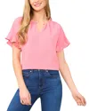 Cece Ruffle Sleeve Crepe Blouse In Confetti Pink