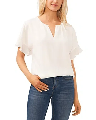 Cece Ruffle Sleeve Drop Shoulder Blouse In New Ivory