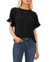 Cece Women's Short-sleeve Flutter Blouse In Rich Black