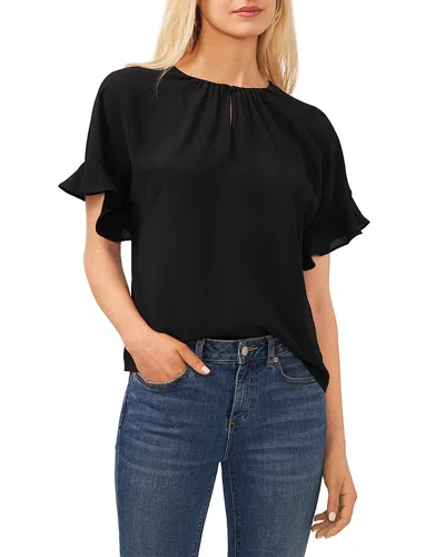 Cece Women's Short-sleeve Flutter Blouse In Rich Black