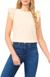 Cece Ruffle Sleeve Textured Knit Top In Lemon Drop