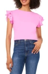 Cece Double Ruffle Knit Top In Pink