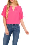 Cece Ruffle Sleeve Top In Bright Rose
