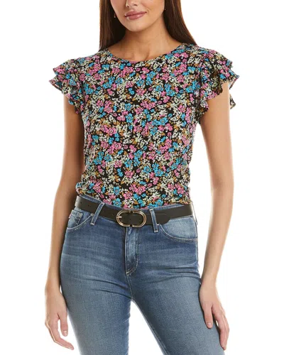Cece Ruffle Sleeves Top In Black