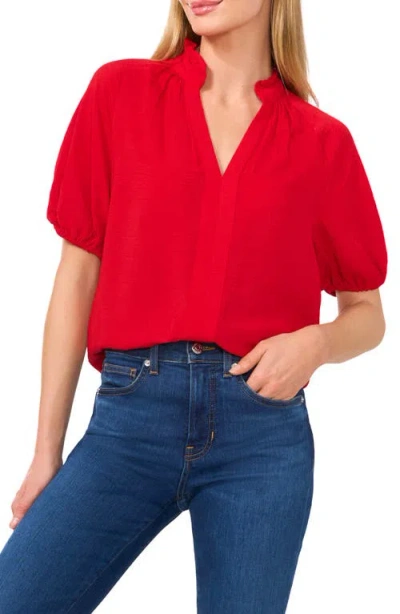 CECE CECE RUFFLE SPLIT NECK BLOUSE