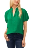 Cece Ruffle Neck Raglan Sleeve Top In Green