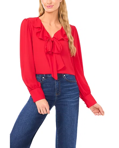 CECE CECE RUFFLE TIE NECK BLOUSE
