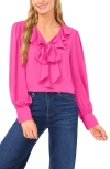 Cece Women's Ruffle Tie V-neck Top In Pink