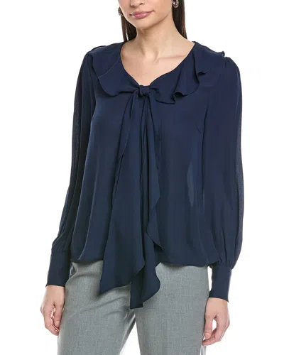 Cece Ruffle Tie V-neck Top In Animal Print