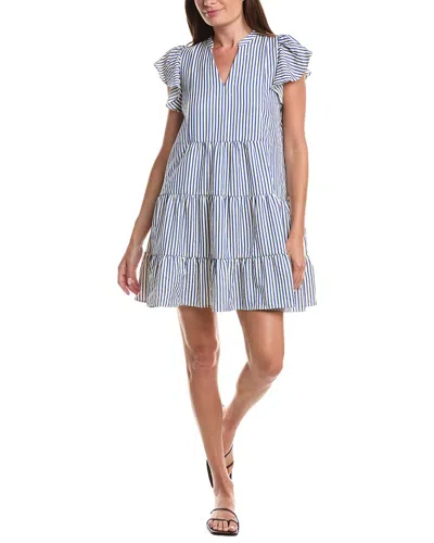 Cece Ruffle Tiered Seersucker Mini Dress In Blue