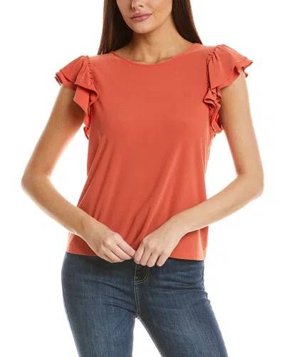 Cece Ruffle Top In Chili Orange