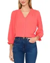 Cece Ruffle Trim Blouse In Calypso Coral