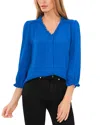 Cece Ruffled Button-front Top In Deep Royal Blue