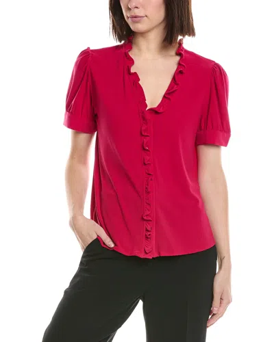 Cece Ruffle Trim Blouse In Red