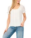 Cece Ruffle Trim Button Front Blouse In White