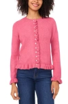 Cece Ruffle Trim Cardigan In Pink