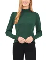 Cece Ruffle Trim Mock Neck Sweater In Alpine Green