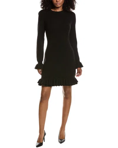 Cece Ruffle Trim Sweaterdress In Black