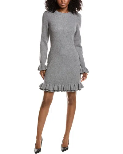 Cece Ruffle Trim Sweaterdress In Gray