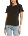 Cece Ruffle Trim Top In Black
