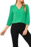 Cece Ruffle V-neck Blouse In Vivid Green
