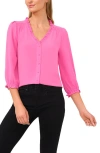 Cece Ruffle Trim V-neck Button-up Top