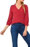 Cece Ruffle V-neck Blouse In Red