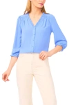 Cece Ruffle V-neck Blouse In Blue