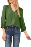 Cece Ruffle V-neck Blouse In Dark Clover Green