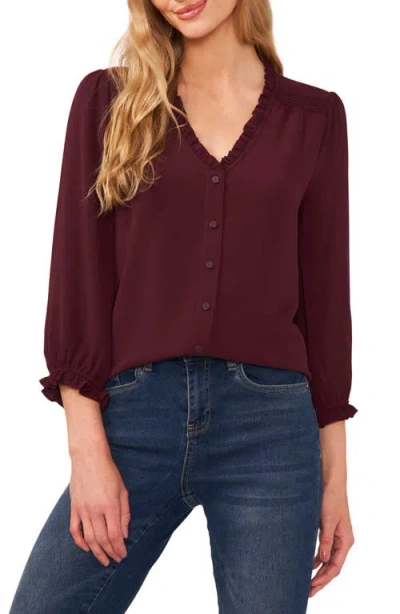 Cece Ruffle V-neck Blouse In Multi