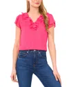 Cece Ruffle V Neck Top