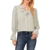Cece Ruffle V-neck Top In Light Sage