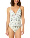 Cece Ruffle V-wire Tankini In Multi
