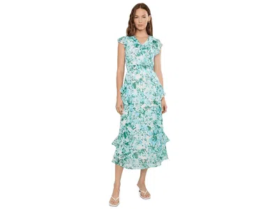 Cece Ruffle Trim Midi Dress In White